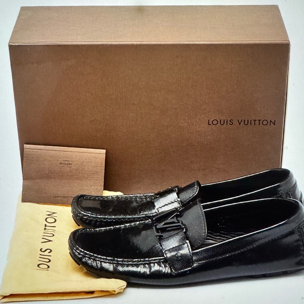 Louis Vuitton Men's Black Patent Leather Monte Carlo Loafers